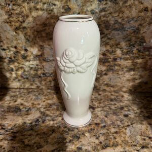 Lenox Rose Blossom Vase Ivory Floral Design with Gold Trim